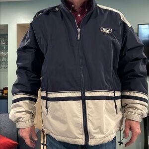 Monterey Bay Otter Jacket Mens 2XL Navy Tan Reversible Fleece Windbreaker